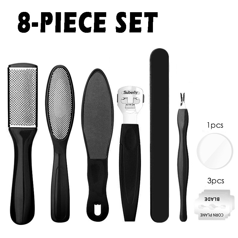 Set pedichiură Peeling și exfoliere calusuri Perie pentru frecat picioarele din oțel inoxidabil Piatră de îngrijire a picioarelor pe două fețe 10 în 1