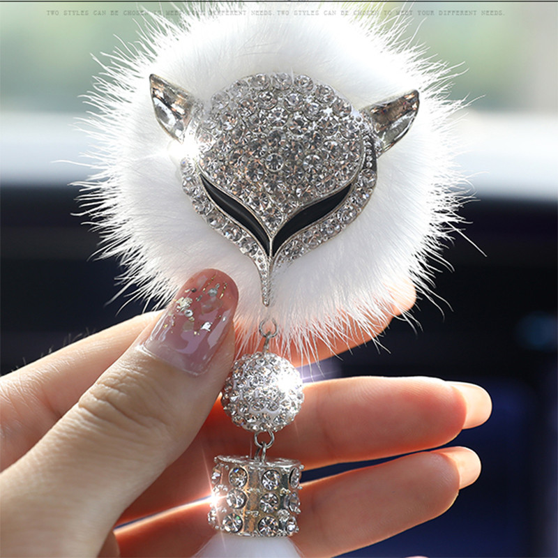 Moda Diamond Fox Oglinda retrovizoare Ornament Bling Bling Strass Mașină Oglindă Accesorii pentru agățat pentru fete femei 8 culori Drăguț