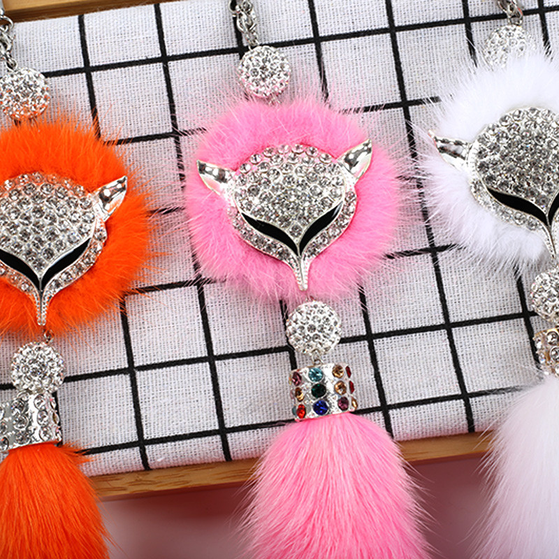 Moda Diamond Fox Oglinda retrovizoare Ornament Bling Bling Strass Mașină Oglindă Accesorii pentru agățat pentru fete femei 8 culori Drăguț