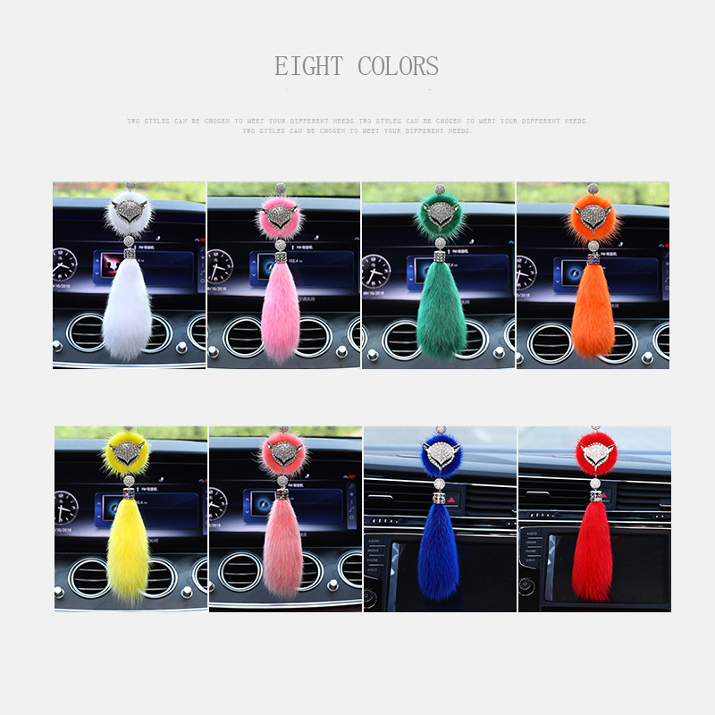 Moda Diamond Fox Oglinda retrovizoare Ornament Bling Bling Strass Mașină Oglindă Accesorii pentru agățat pentru fete femei 8 culori Drăguț