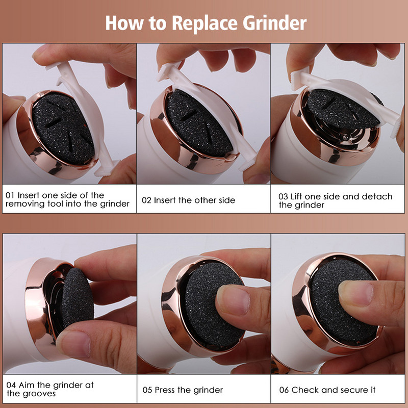 Elektrinis pėdų nuospaudų šalinimo rinkinys Įkraunamas nuospaudų šalinimo priemonė Nešiojama pėdų dildė, skirta negyvai suskilinėjusiai sausai odai pedikiūro įrankiams