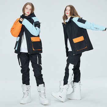 Νέο σετ σκι 2022 Γυναικείο μπουφάν για σνόουμπορντ εξωτερικού χώρου Ζεστές φόρμες ανδρικές φόρμες για σκι Χειμερινά ρούχα Παχύ κοστούμι σκι με κουκούλα