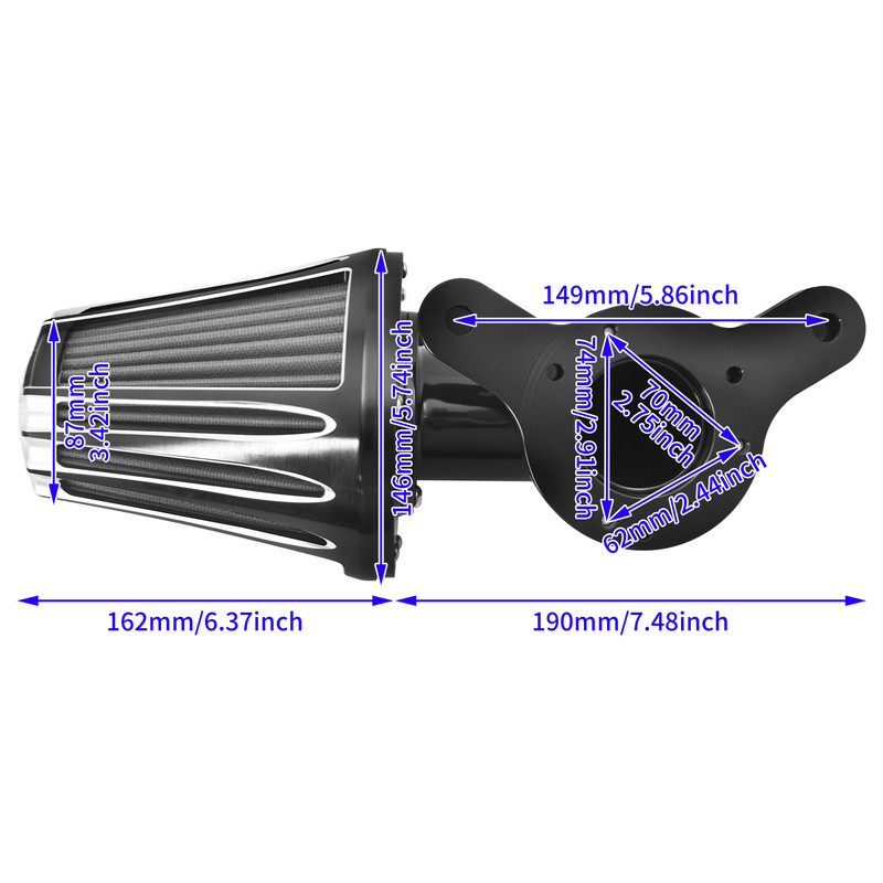 Motocikl crni pročistač zraka usisni CNC filtar zraka za Harley Touring Trike Road Electra Street Glide 08-16 Dyna FXDLS Softail