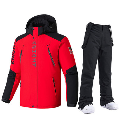 Jachetă și pantaloni de schi pentru bărbați, iarnă, caldă, rezistentă la vânt.