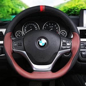 Husa pentru volan de masina din piele artificiala moale anti-alunecare Volan de 38 cm cu ace si fir Accesorii pentru interior auto