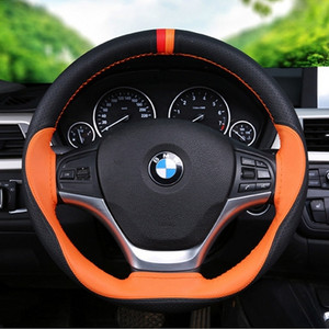 Husa pentru volan de masina din piele artificiala moale anti-alunecare Volan de 38 cm cu ace si fir Accesorii pentru interior auto