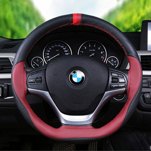 Husa pentru volan de masina din piele artificiala moale anti-alunecare Volan de 38 cm cu ace si fir Accesorii pentru interior auto