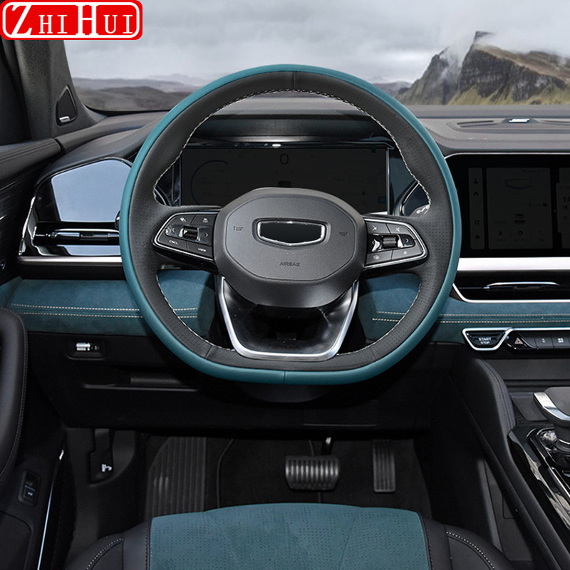 Car Styling Kézzel varrott csúszásmentes bőr kormányburkolat Geely Monjaro Xingyue L 2022 2023 automatikus módosító tartozékokhoz