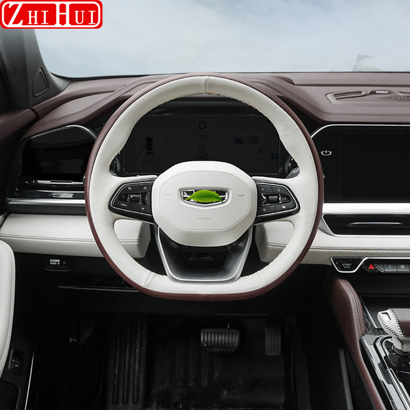 Car Styling Kézzel varrott csúszásmentes bőr kormányburkolat Geely Monjaro Xingyue L 2022 2023 automatikus módosító tartozékokhoz