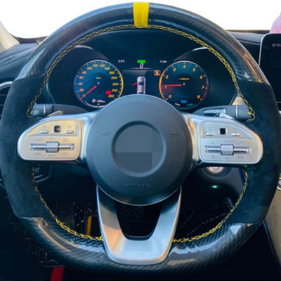 Capacul volanului auto personalizat pentru Mercedes-Benz Clasa A W177 Clasa C W205 Clasa E W213 Clasa S W222 GLC Impletitura din piele intoarsa