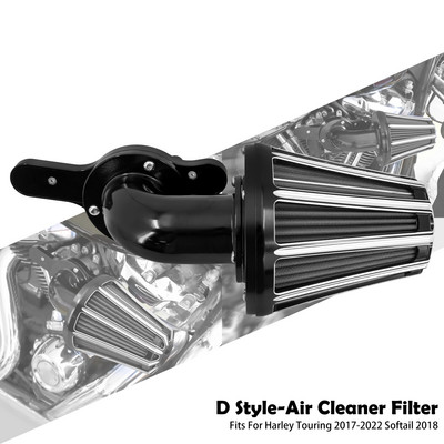 Filtru de aer pentru motocicletă Curățător negru de admisie pentru Harley Touring Street Electra Glide Dyna Sportster XL1200 883 Softail Breakout