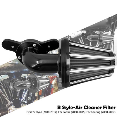 Filtru de aer pentru motocicletă Curățător negru de admisie pentru Harley Touring Street Electra Glide Dyna Sportster XL1200 883 Softail Breakout