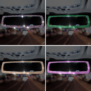 Νέο κάλυμμα καθρέφτη αυτοκινήτου Rhinestone Rearview Car Charm Bling Κάλυμμα καθρέφτη οπισθοπορείας για κορίτσια Ροζ αξεσουάρ αυτοκινήτου εσωτερικό για γυναίκα
