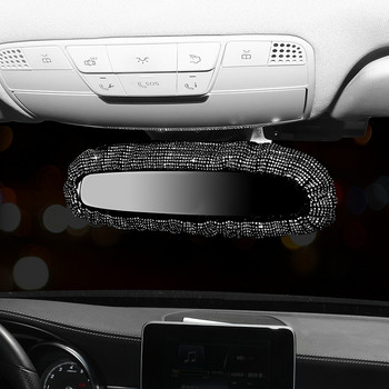 Bling Rhinestone Rear View Mirror Καλαίσθητο κάλυμμα καθρέφτη αυτοκινήτου με κρυστάλλινα διαμάντια ελαστικό γκλίτερ αυτοκινήτου πίσω όψη