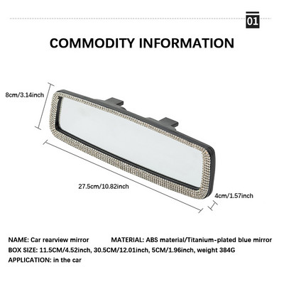 Cristal oglindă retrovizoare interioară mașină Decor Charm Bling Diamond Ornament Capac oglindă retrovizoare Fete Femei Accesorii de interior