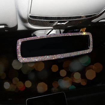 Декорация на огледало за обратно виждане със страз Талисман на интериора на автомобила Crystal Bling Diamond Капак на огледалото за обратно виждане Автомобилни аксесоари за жени Решетки