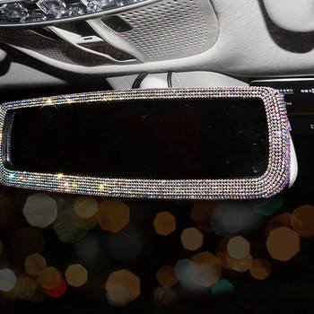 Декорация на огледало за обратно виждане със страз Талисман на интериора на автомобила Crystal Bling Diamond Капак на огледалото за обратно виждане Автомобилни аксесоари за жени Решетки