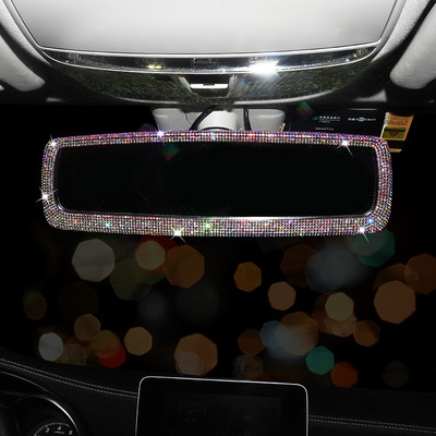 Rhinestone`i tahavaatepeegli sisekujundus auto interjööri võlu Crystal Bling Diamond tahavaatepeegli kaanega autotarvikud naiste grillidele