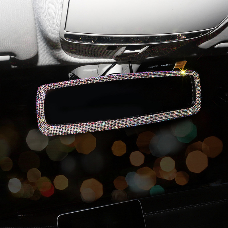 Rhinestone`i tahavaatepeegli sisekujundus auto interjööri võlu Crystal Bling Diamond tahavaatepeegli kaanega autotarvikud naiste grillidele
