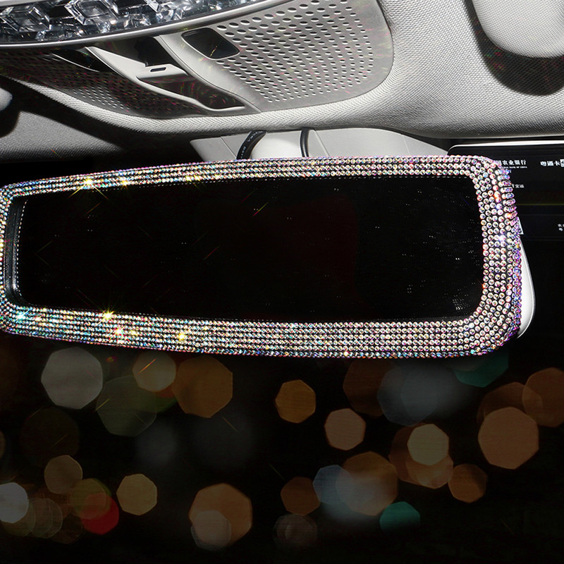 Rhinestone`i tahavaatepeegli sisekujundus auto interjööri võlu Crystal Bling Diamond tahavaatepeegli kaanega autotarvikud naiste grillidele