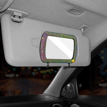 Rhinestone Διακοσμητικό γείσο αυτοκινήτου Καθρέφτης Auto Γυναικείο Μακιγιάζ Καθρέφτης Auto Sunshade Rear view Cosmetic Mirror Bling Car Assessoires