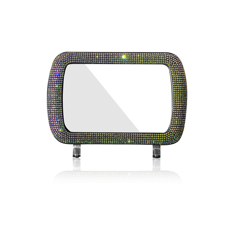 Rhinestone Car Visor Decoration Mirror Auto Women Makeup Mirror Автоматичен сенник Козметично огледало за обратно виждане Bling Car Assessoires