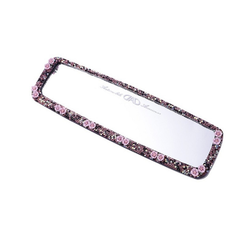 Cristal Oglinda retrovizoare pentru interiorul mașinii Model de flori decorative Bling Strass Husă decorativă Accesorii auto pentru fete femei
