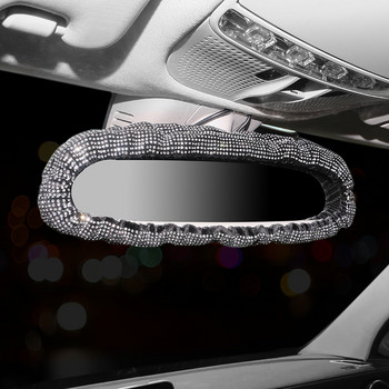 2022 Rhinestone Car Rearview Mirror Decor Charm Crystal Diamond Rear View Mirror Cover Bling Аксесоари за кола Интериор за момичета