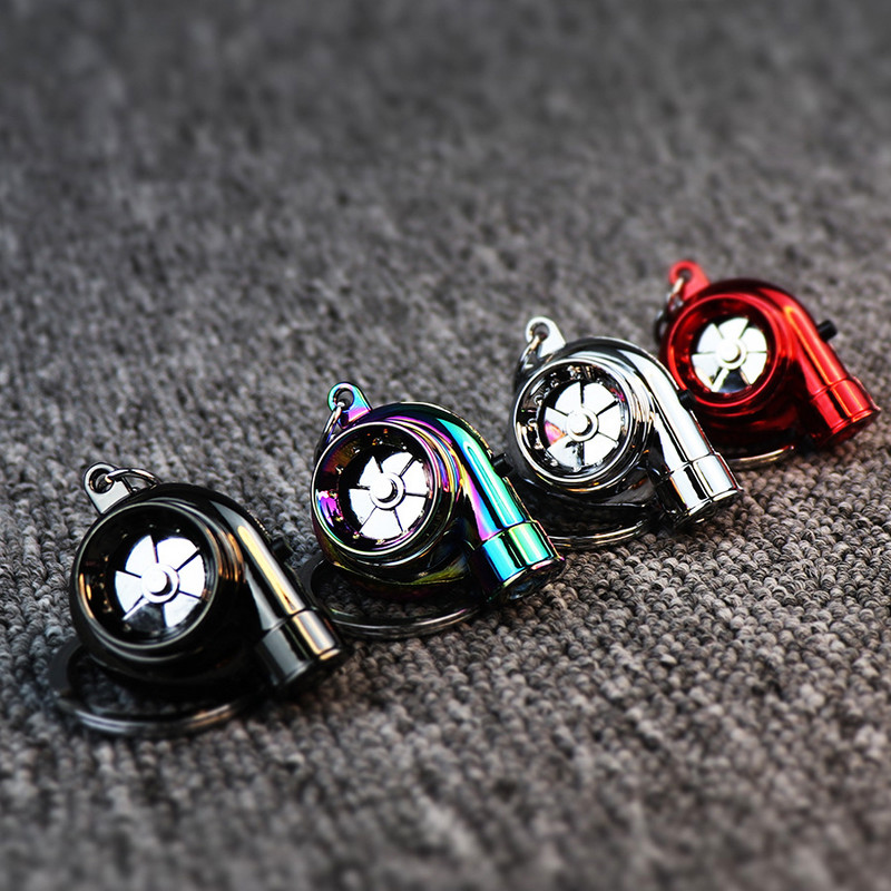 Mini LED turboülelaaduriga võtmehoidja pöörlev turbiin võtmehoidja rõngas ripats auto võtmehoidja võtmehoidja auto interjööri tarvikud