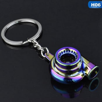 Whistle Turbo Keychain Car Auto Part Model Turbine Turbocharger Ключодържатели Mini Mini Metal Keyfob Car Spinning Ornament Vising