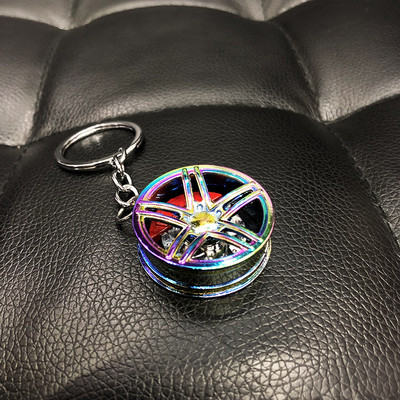 Llanta negra llaveros turbine llaveros metal con freno rueda de discos llavero concentrador accesorios para automóviles