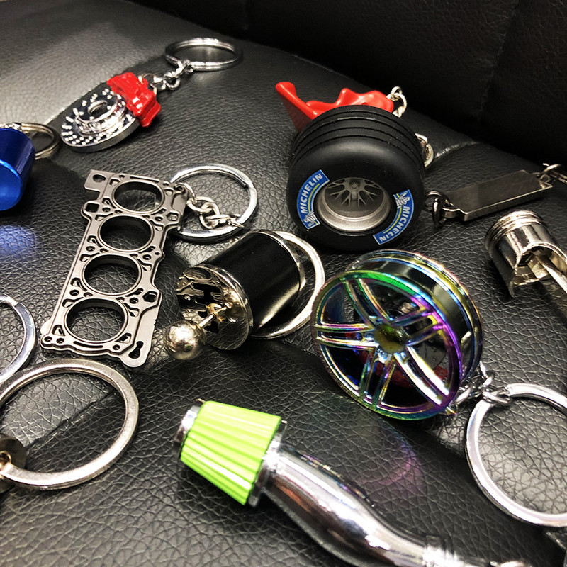 Llanta negra llaveros turbine llaveros metal con freno rueda de discos llavero concentrador accesorios para automóviles