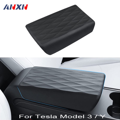 TPE Center Console Cover for Tesla Model Y Model 3 Armrest Pad Lid Protector Decoration Protector Accessories Black Grey White