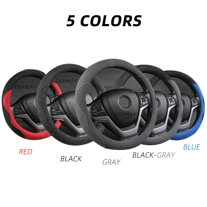 DERMAY Husa Volan Auto din piele intoarsa pentru Volkswagen VW Passat B1 B2 B3 B5 B6 B7 B8 Magotan Auto Accesorii