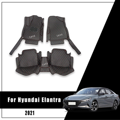 Car Floor Mats For Hyundai Elantra 2021 2022 Auto Interiors Accessories Foot Pads Pedals Parts Waterproof Protect Custom Covers