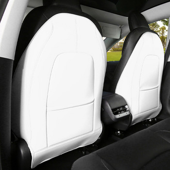 Για την πλάτη καθίσματος Tesla Model 3 Y Αυτοκινήτου Αντιολισθητικό μαξιλαράκι Παιδικό Αντι-βρώμικο PU Δερμάτινο Εσωτερικά καλύμματα πλάτης καθισμάτων