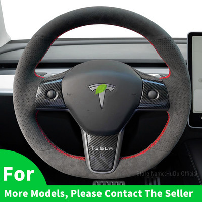 Barkácsolás, kézzel varrott velúr bőr autó kormányburkolat a Tesla Model 3 Model Y Model X Model S belső autótartozékaihoz