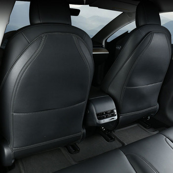 За Tesla Model 3 модел Y Облегалка на седалката на автомобила Anti Kick Pad Protector Interior Child Anti Dirty Leather Styling Accessories Decoration