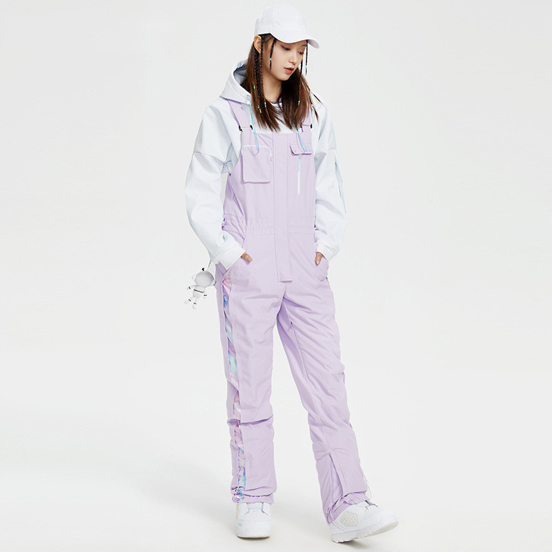 Naujos vienetinės slidinėjimo kelnės Moteriškos lauko snieglenčių kelnės Šiltos žiemos sniego kelnės vėjui atsparios vandeniui atsparios antkrūtinės kelnės bendras slidinėjimo kostiumas