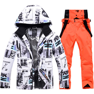 Slidinėjimo Striukės Kelnės Vyriškos Moteriškos Žiemos Storas Šiltas -30 laipsnių Slidinėjimo kostiumas Hot Ski Equipment Snieglenčių striukė Neperšlampama Sniego Kostiumai