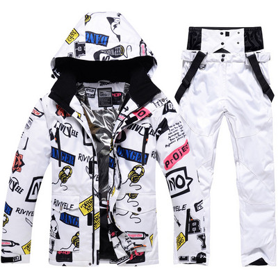 Slidinėjimo Striukės Kelnės Vyriškos Moteriškos Žiemos Storas Šiltas -30 laipsnių Slidinėjimo kostiumas Hot Ski Equipment Snieglenčių striukė Neperšlampama Sniego Kostiumai