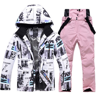 Slidinėjimo Striukės Kelnės Vyriškos Moteriškos Žiemos Storas Šiltas -30 laipsnių Slidinėjimo kostiumas Hot Ski Equipment Snieglenčių striukė Neperšlampama Sniego Kostiumai