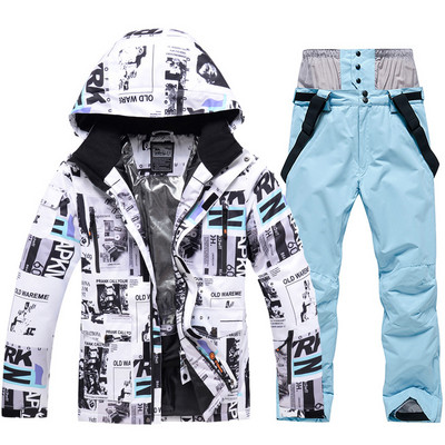 Slidinėjimo Striukės Kelnės Vyriškos Moteriškos Žiemos Storas Šiltas -30 laipsnių Slidinėjimo kostiumas Hot Ski Equipment Snieglenčių striukė Neperšlampama Sniego Kostiumai