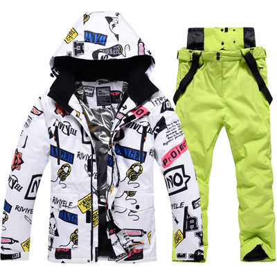 Slidinėjimo Striukės Kelnės Vyriškos Moteriškos Žiemos Storas Šiltas -30 laipsnių Slidinėjimo kostiumas Hot Ski Equipment Snieglenčių striukė Neperšlampama Sniego Kostiumai