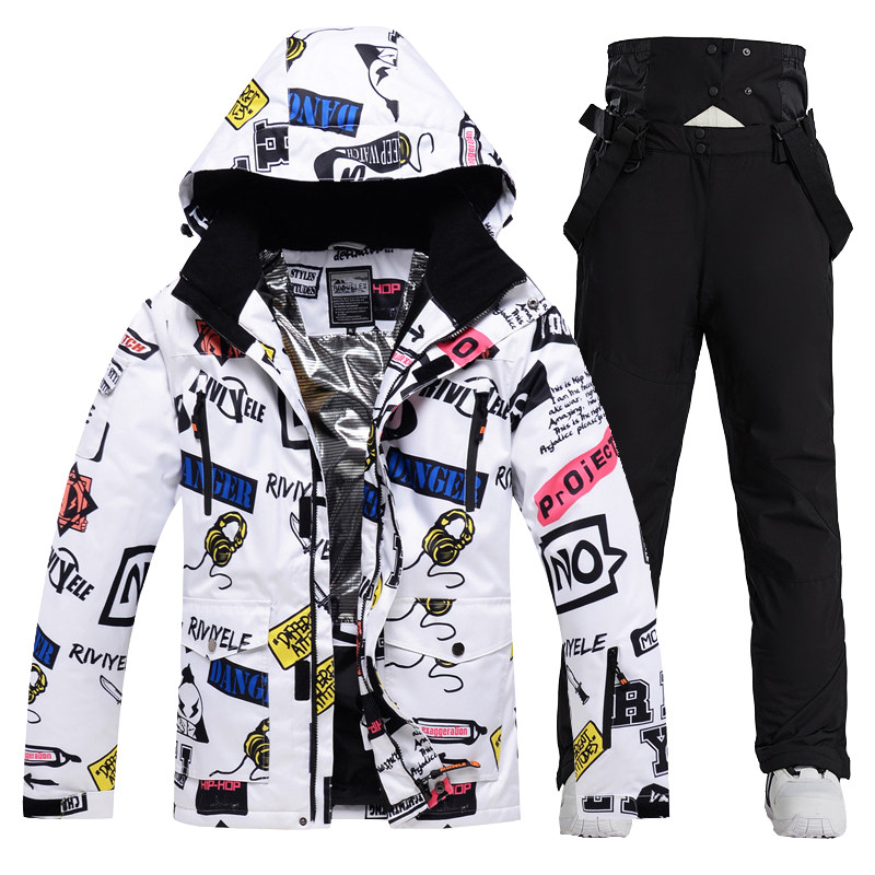 Slidinėjimo Striukės Kelnės Vyriškos Moteriškos Žiemos Storas Šiltas -30 laipsnių Slidinėjimo kostiumas Hot Ski Equipment Snieglenčių striukė Neperšlampama Sniego Kostiumai