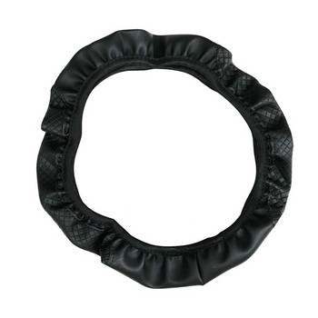 Черен автомобилен капак на волана, кожа с динамични влакна, двоен кръгъл ластик, без вътрешен пръстен, еластично покритие на дръжката на колана