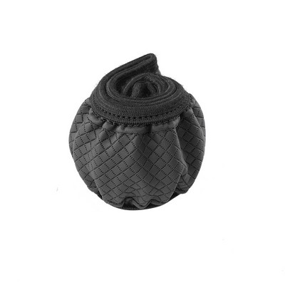 Capac negru al volanului auto, piele din fibre dinamice, elastic dublu rotund, fara inel interior, capac elastic pentru maner curea