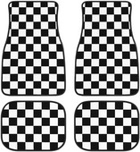 Bagea-Ka Negru Alb Model steag în carouri de curse Covorașe pentru mașină Set de protecție față spate din 4 piese Covor universal pentru orice vreme