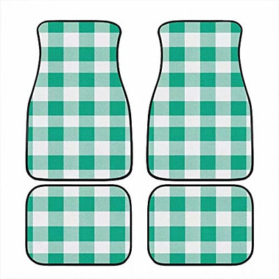 Bagea-Ka Negru Alb Model steag în carouri de curse Covorașe pentru mașină Set de protecție față spate din 4 piese Covor universal pentru orice vreme