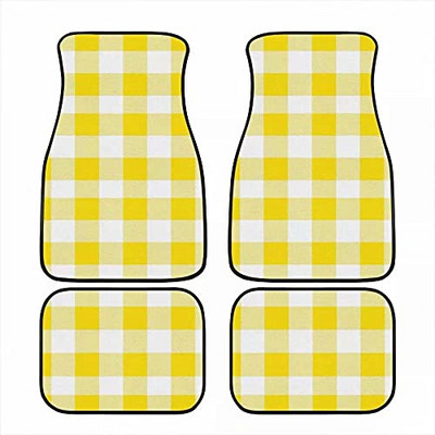 Bagea-Ka Negru Alb Model steag în carouri de curse Covorașe pentru mașină Set de protecție față spate din 4 piese Covor universal pentru orice vreme